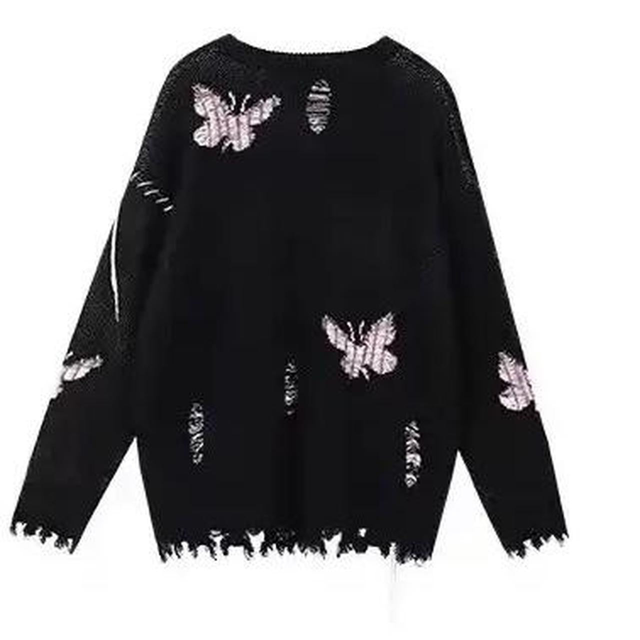 Black Distressed Grunge Butterfly Oversized Jumper