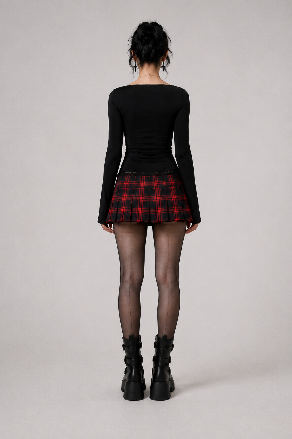 Black Dark Cherry Lace Alt Long Sleeve Top