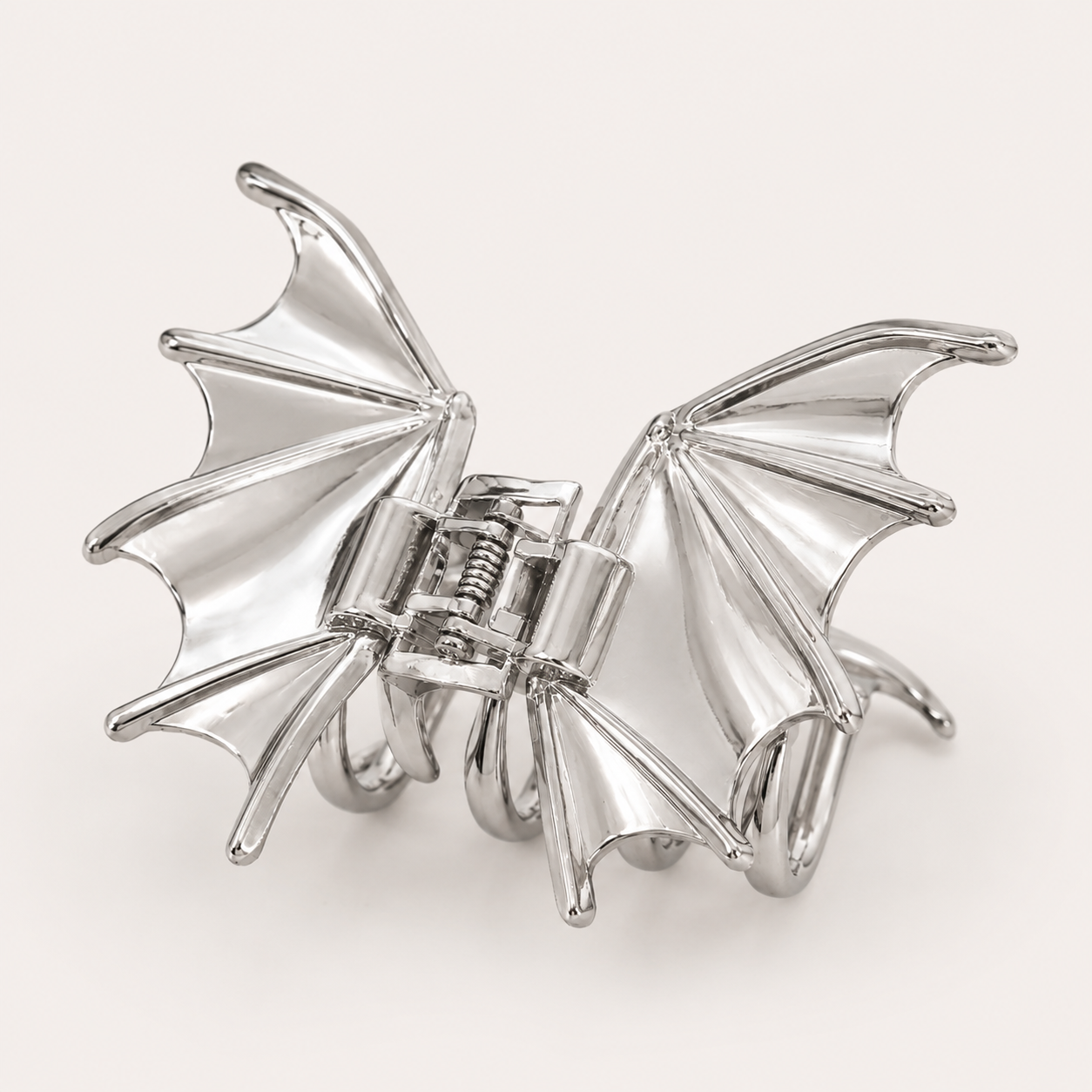 Silver Metal Bat Gothic Hair Claw Clip