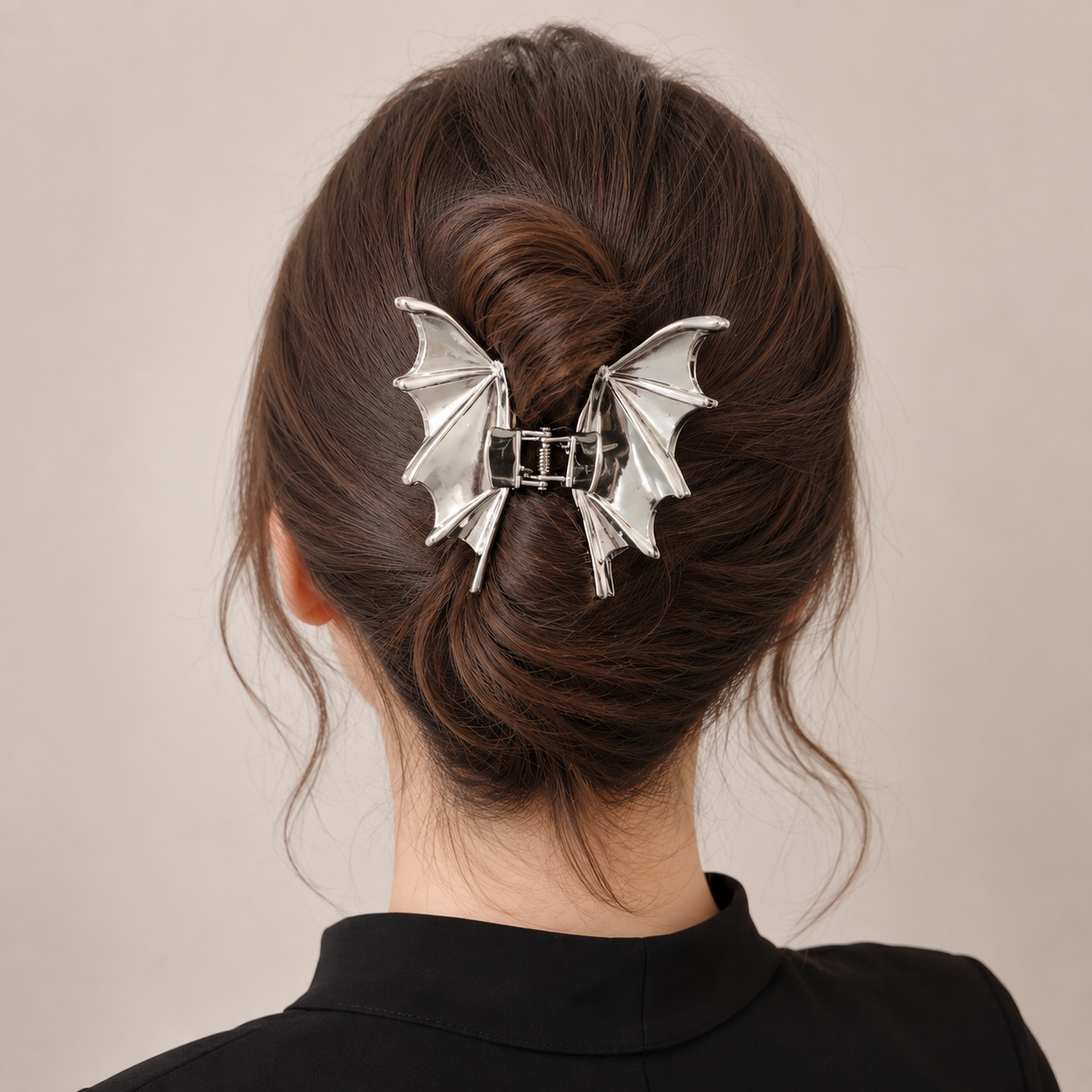 Silver Metal Bat Gothic Hair Claw Clip