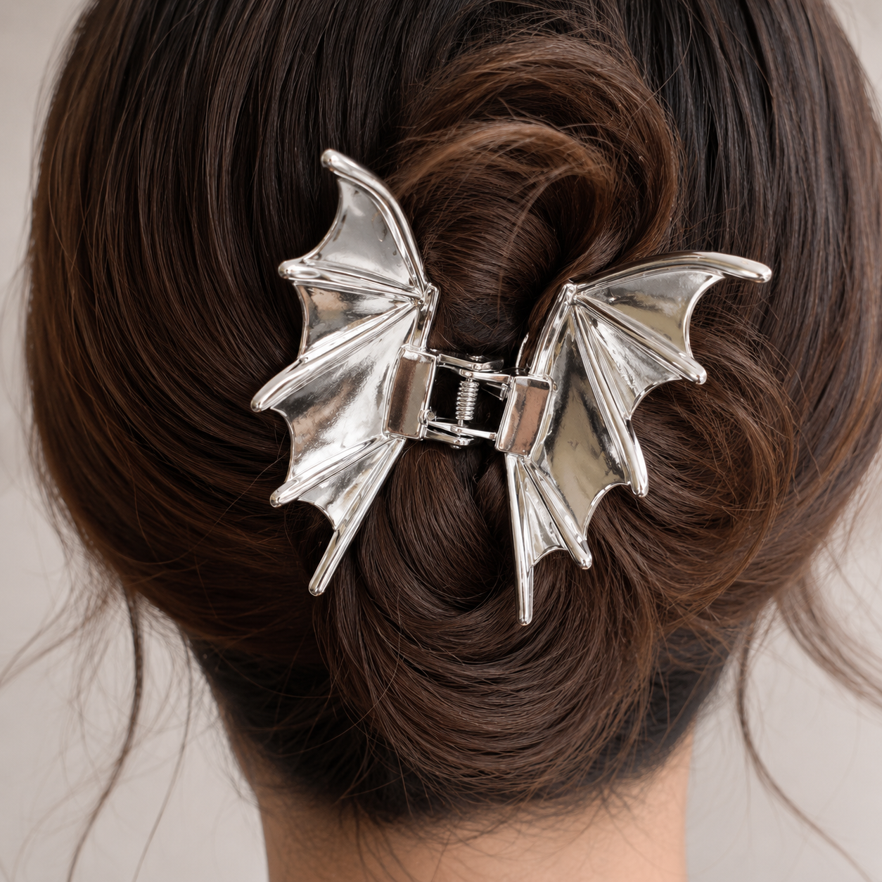 Silver Metal Bat Gothic Hair Claw Clip