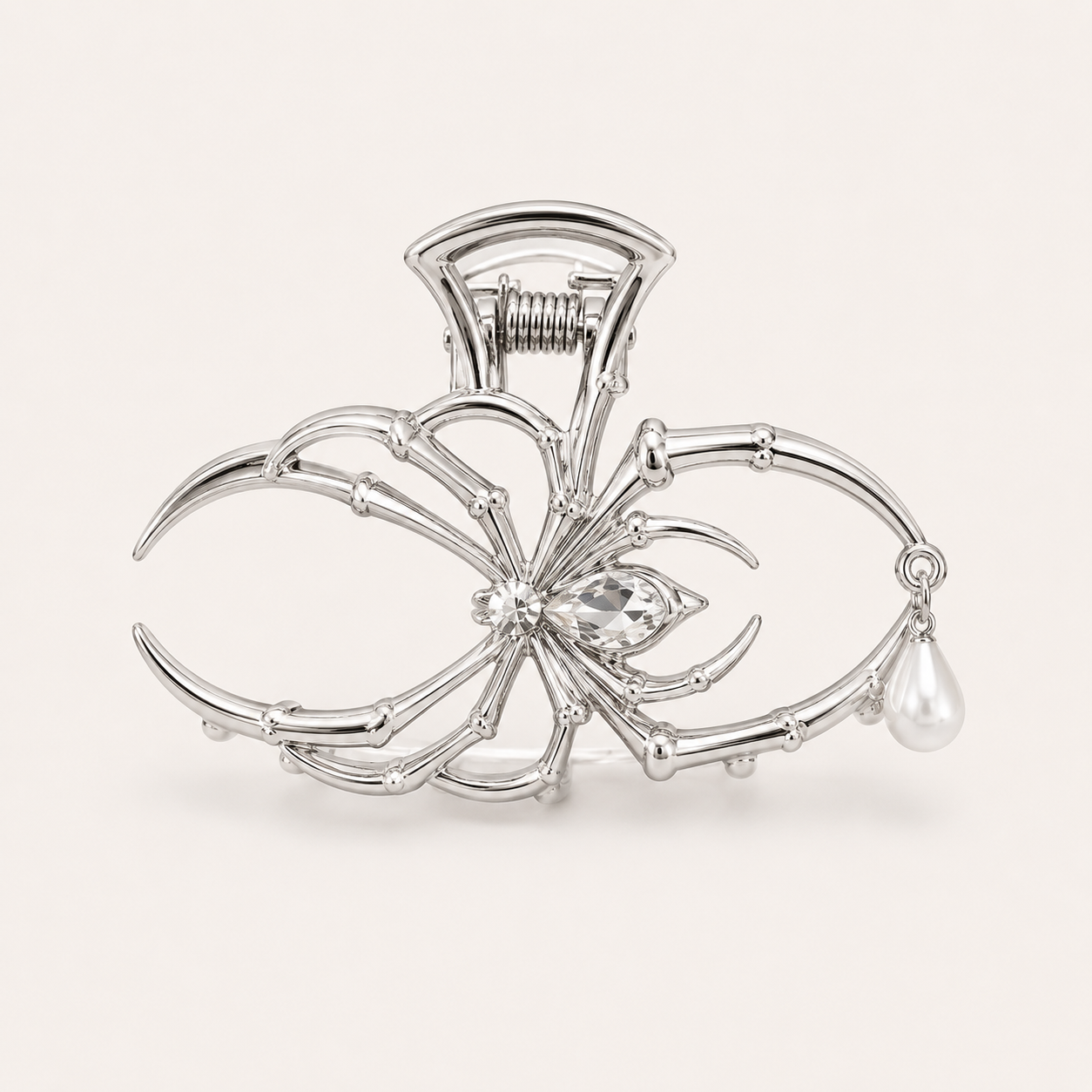 Silver Black Widow Spider Gothic Hair Claw Clip