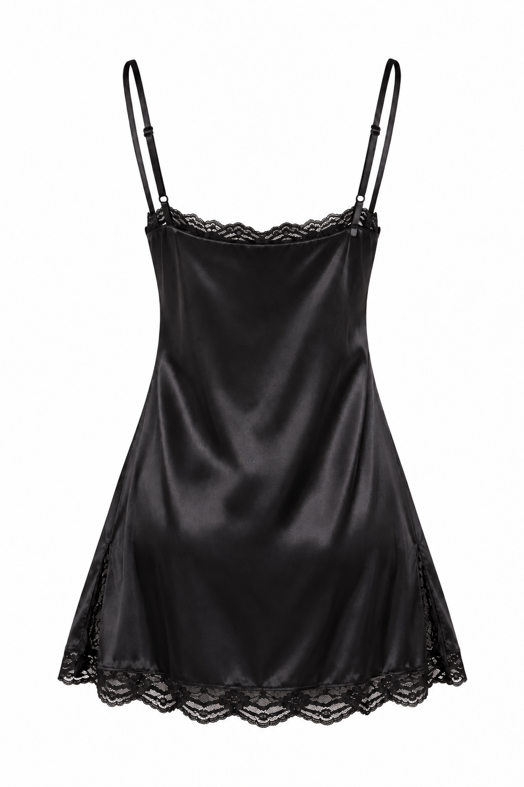 Black Satin Dagger Mini Dress