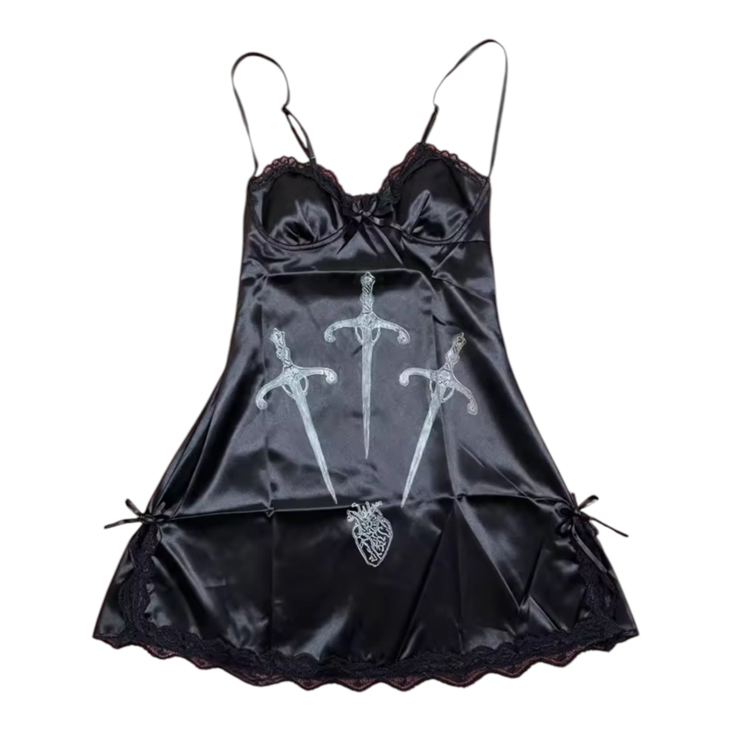 Black Satin Dagger Mini Dress