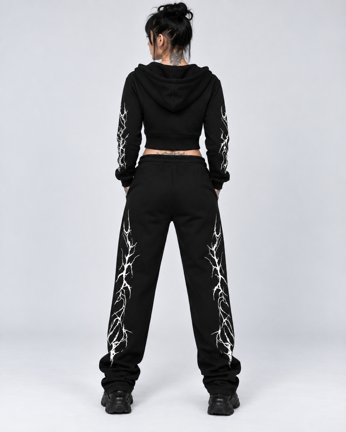 Black Graphic Gothic Zip Up Hoodie