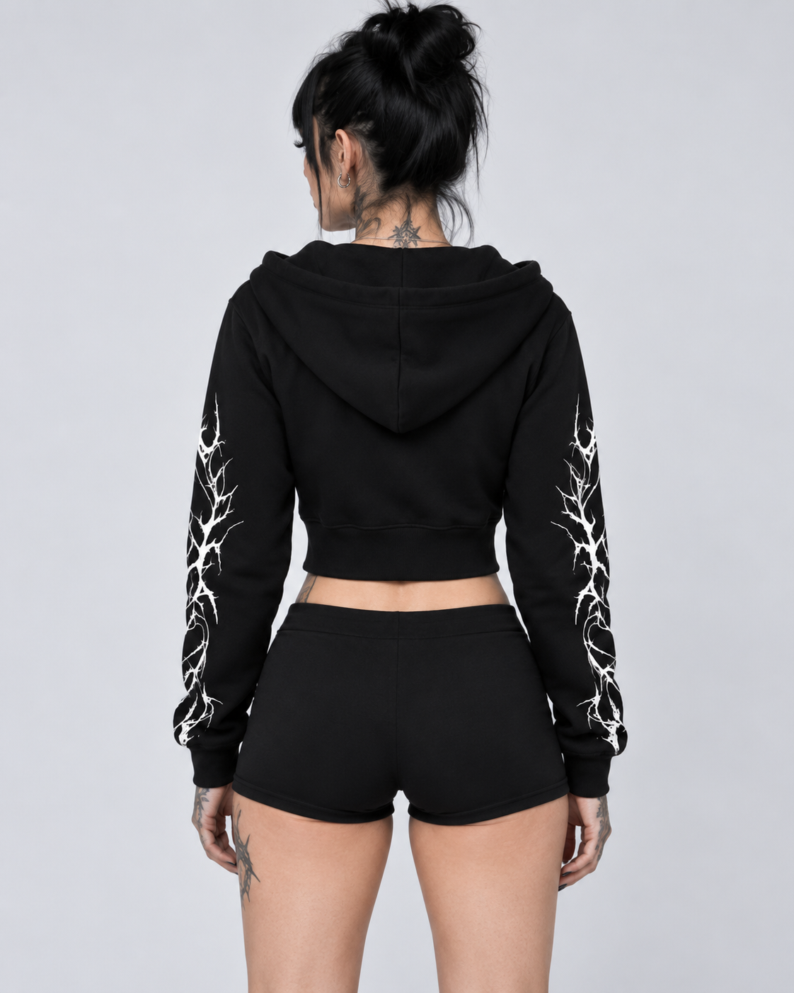 Black Graphic Gothic Zip Up Hoodie