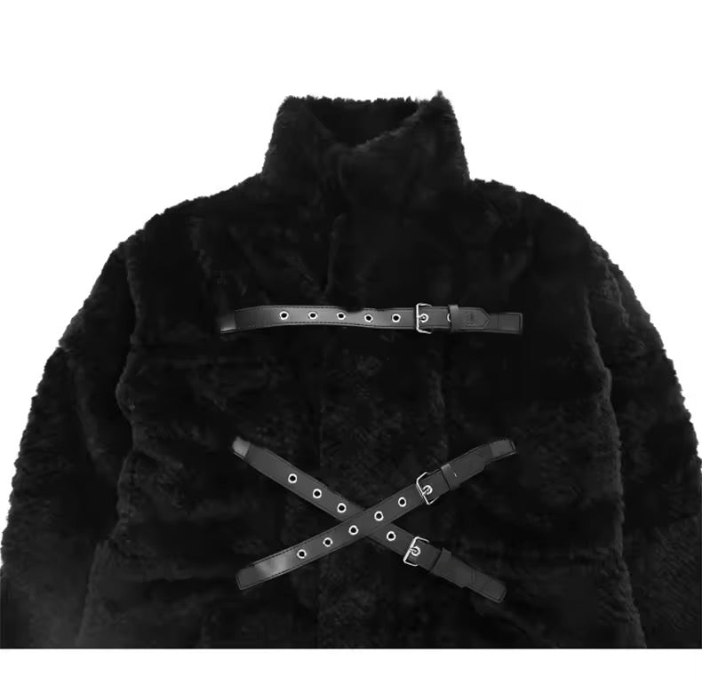 Black Faux Fur Gothic Winter Long Coat