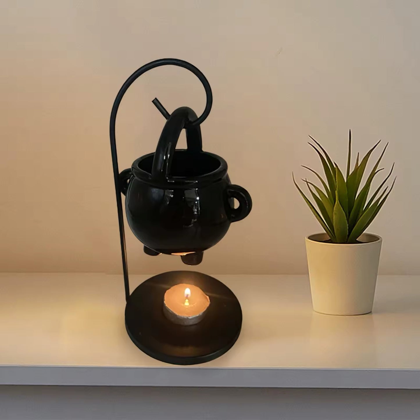 Black Gothic Ceramic Cauldron Oil Burner