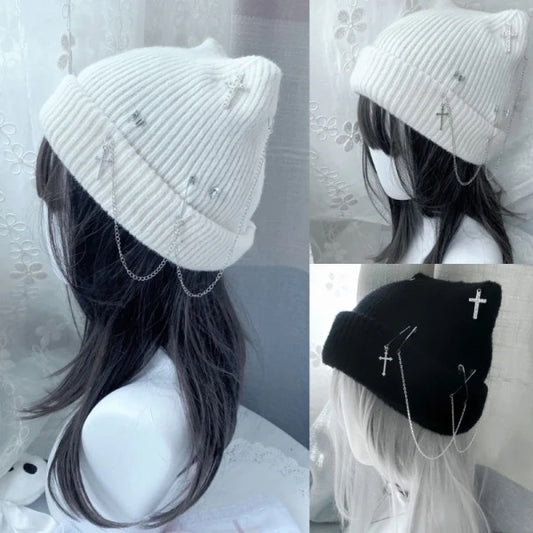 Punk Knitted Chain Kawaii Beanie Hat