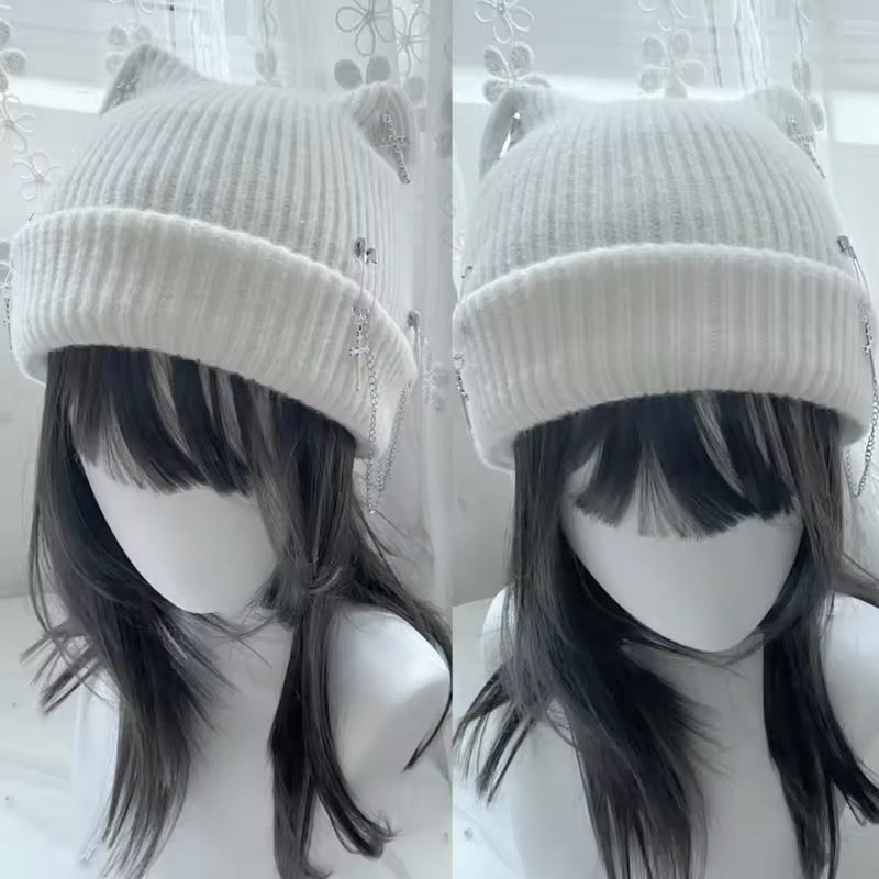 Punk Knitted Chain Kawaii Beanie Hat