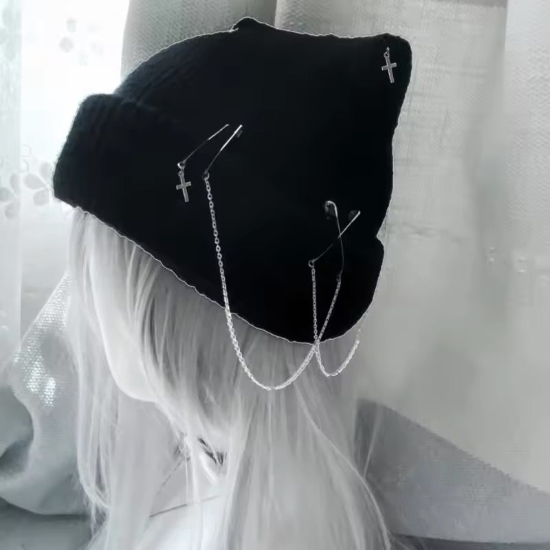 Punk Knitted Chain Kawaii Beanie Hat