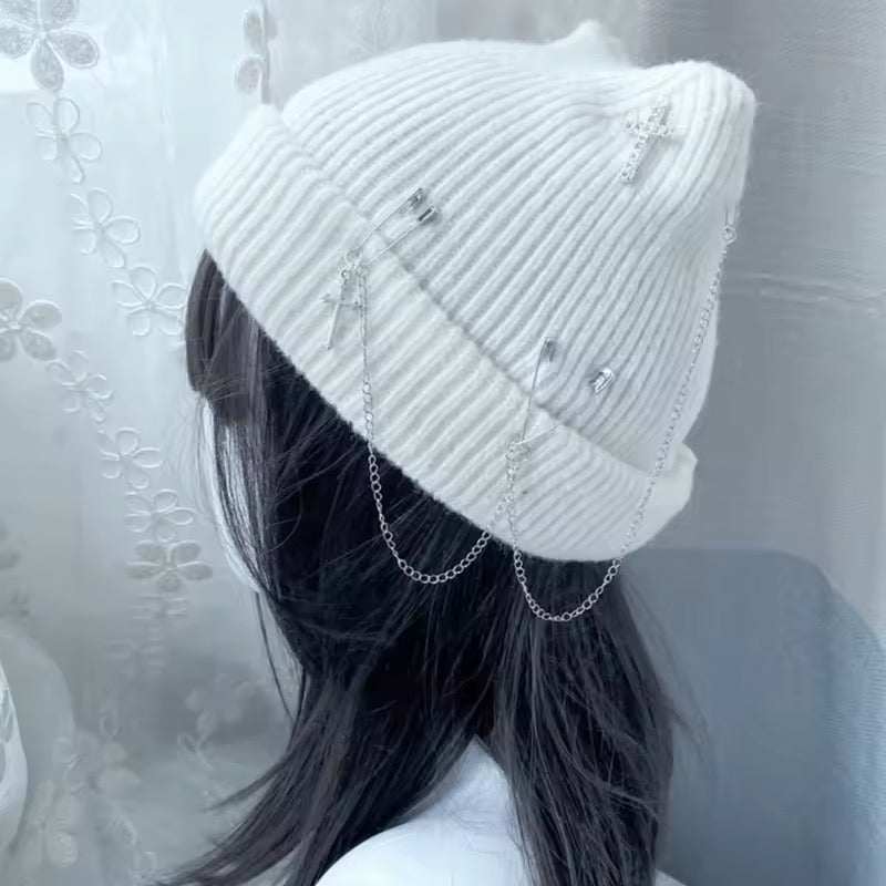 Punk Knitted Chain Kawaii Beanie Hat