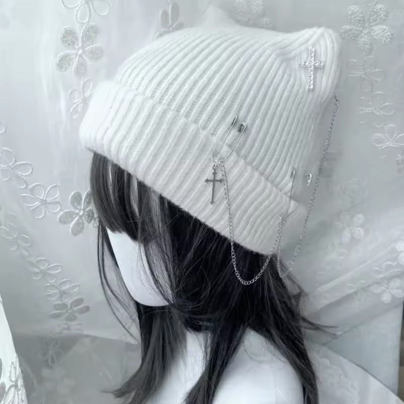 Punk Knitted Chain Kawaii Beanie Hat