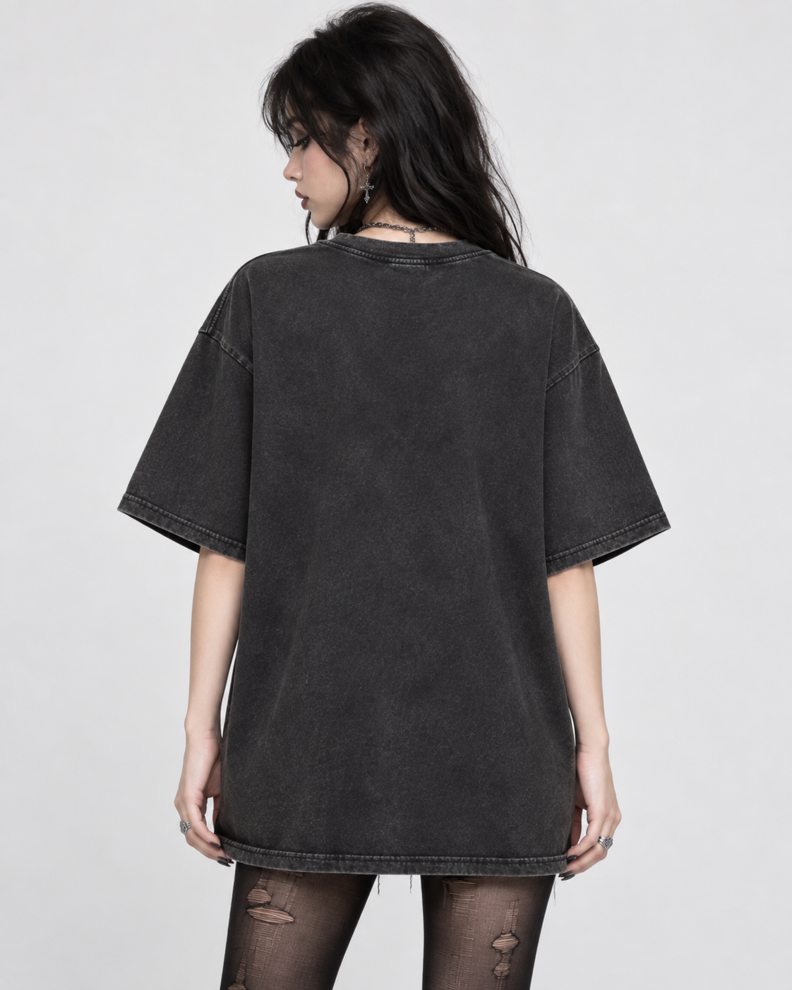 Pink Thorn Gothic Oversized Washed T-Shirt