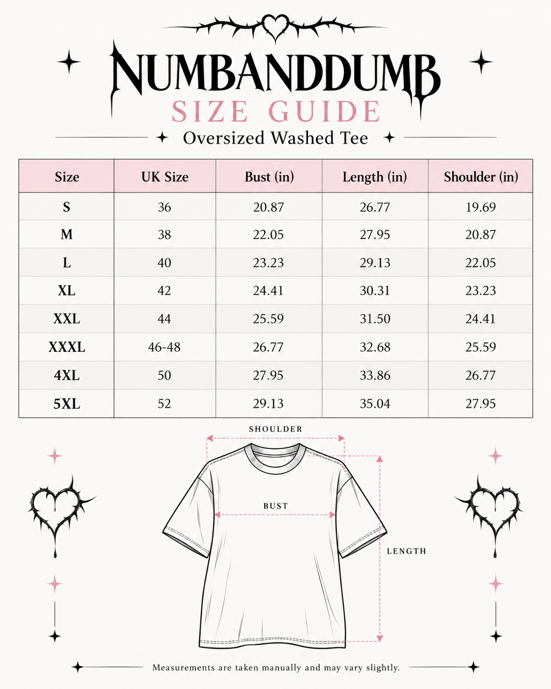 Pink Thorn Gothic Oversized Washed T-Shirt