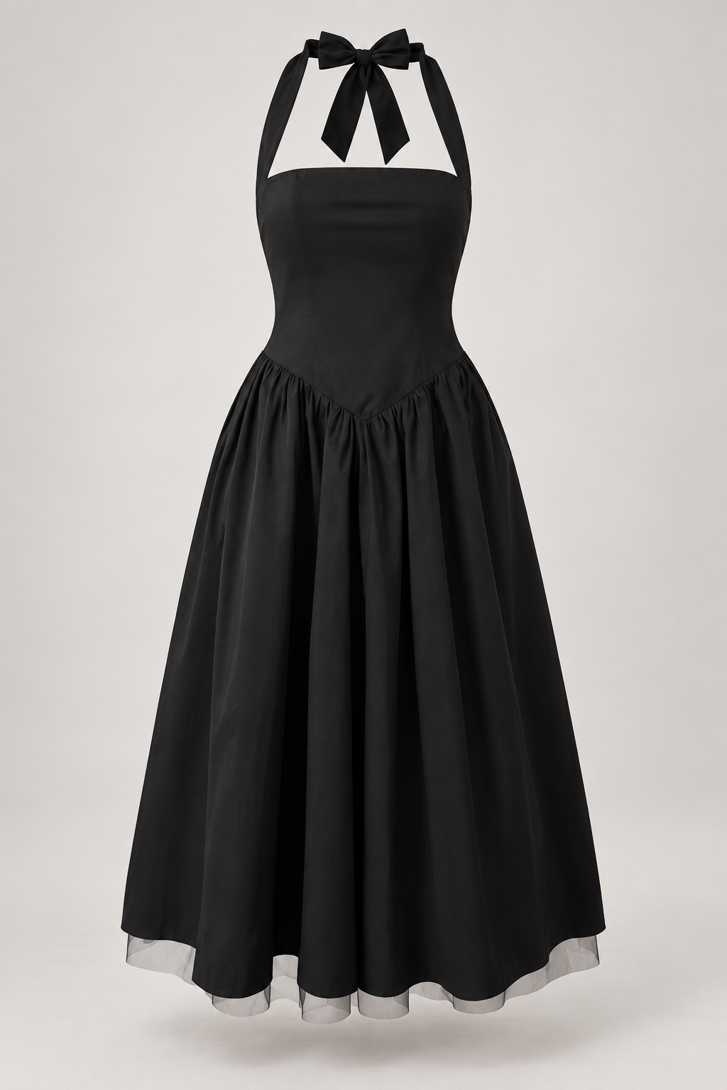The Dark Romance Black Halter Neck Corset Midi Dress
