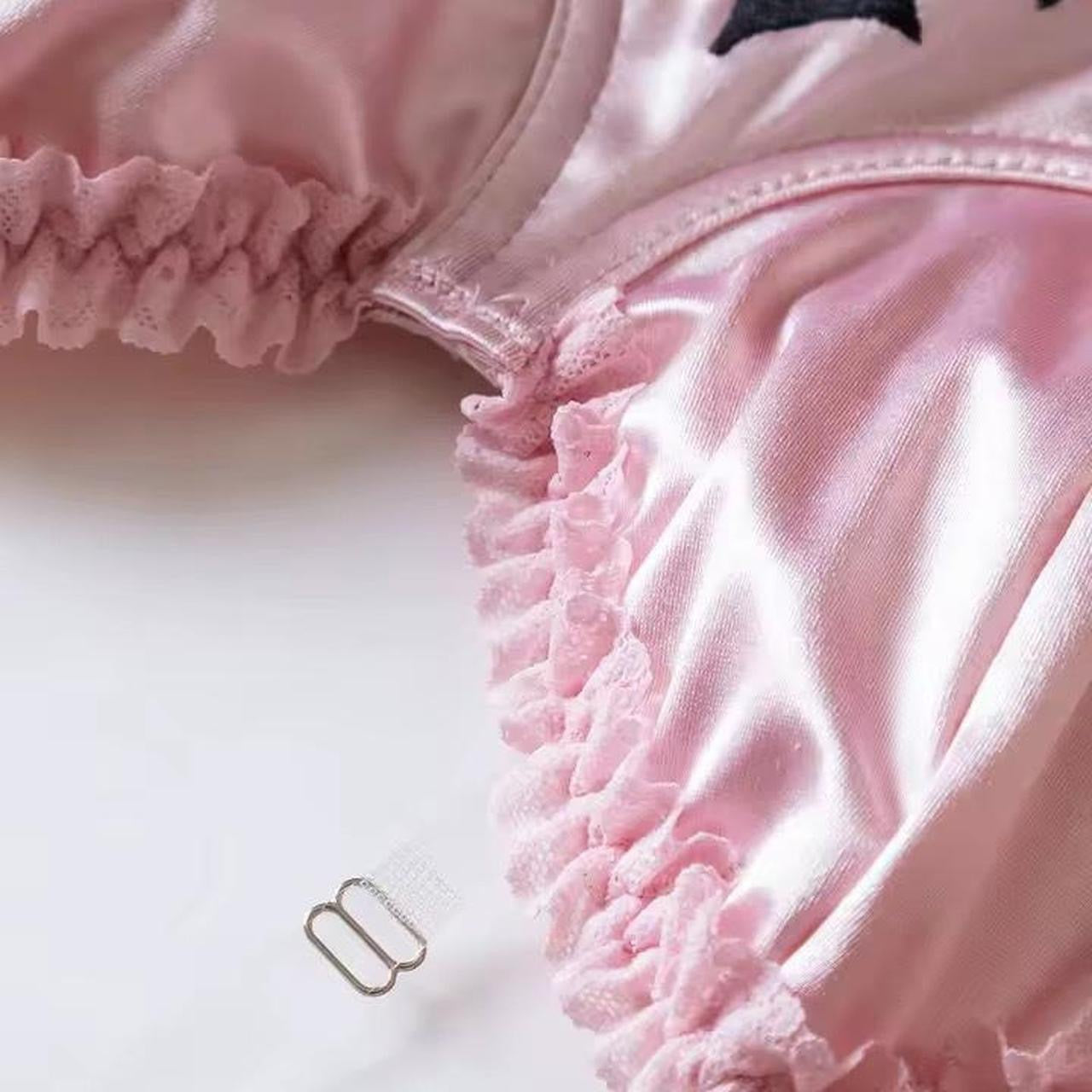 Pink Soft Goth Cross Satin Boudoir Corset Crop Top