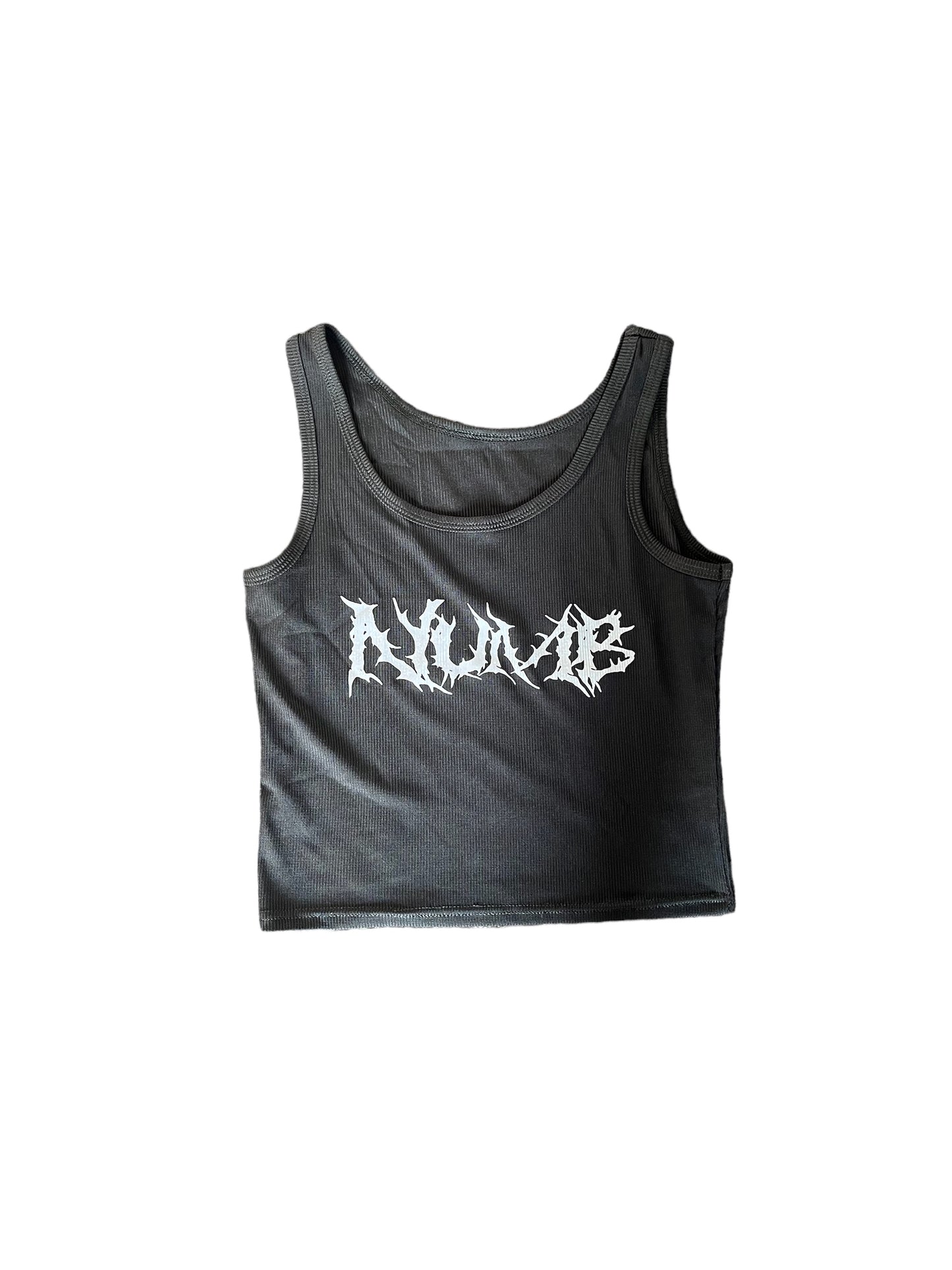 Black Numb Slogan Branded Gothic Punk Crop Top