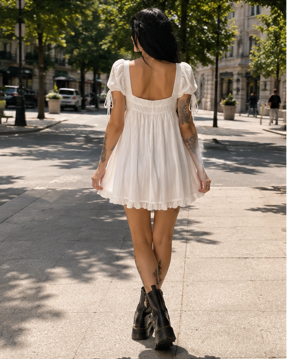 White Babydoll Angel Mini Dress
