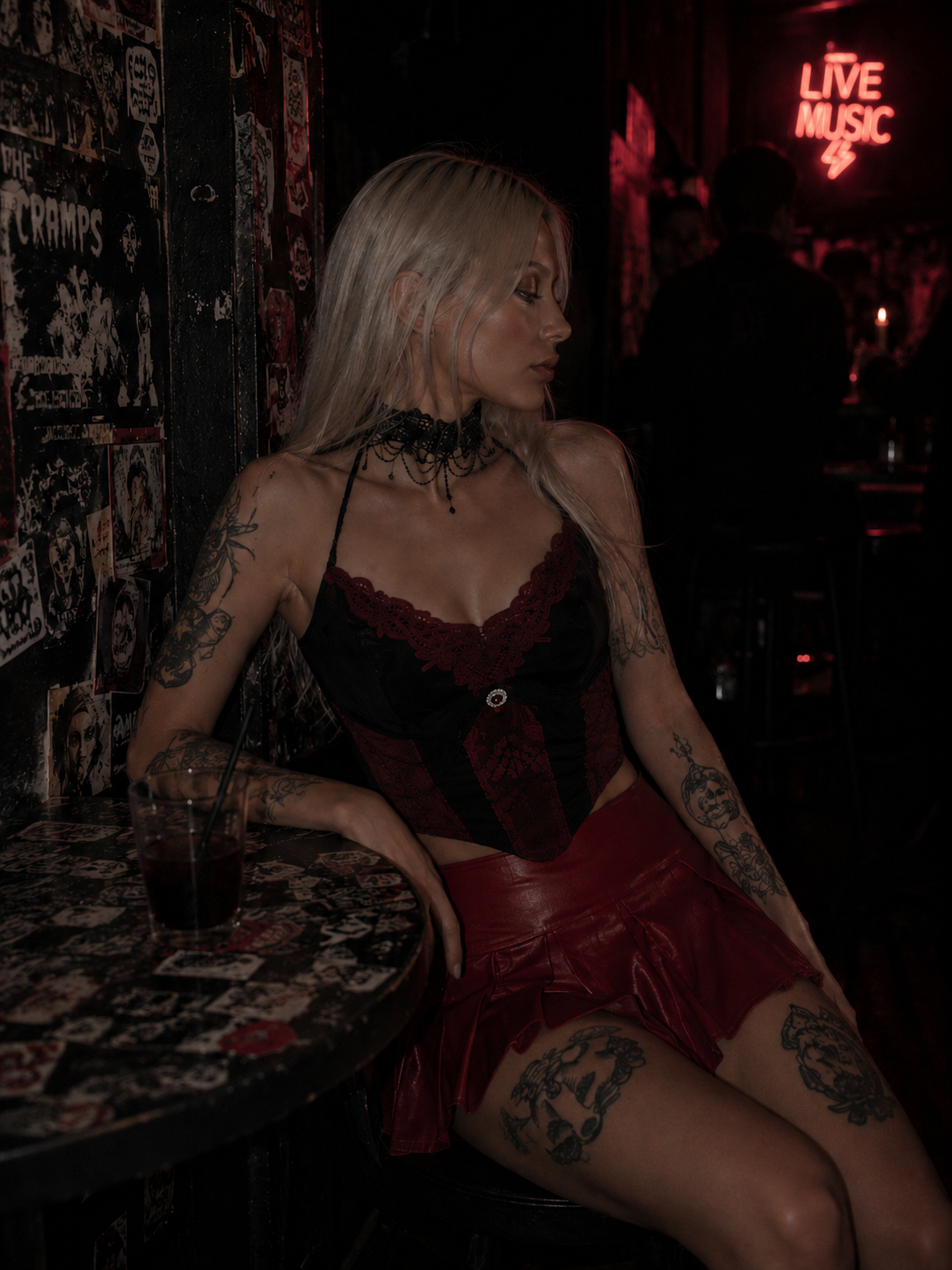 Blood Cobweb Gothic Choker Corset Crop Top