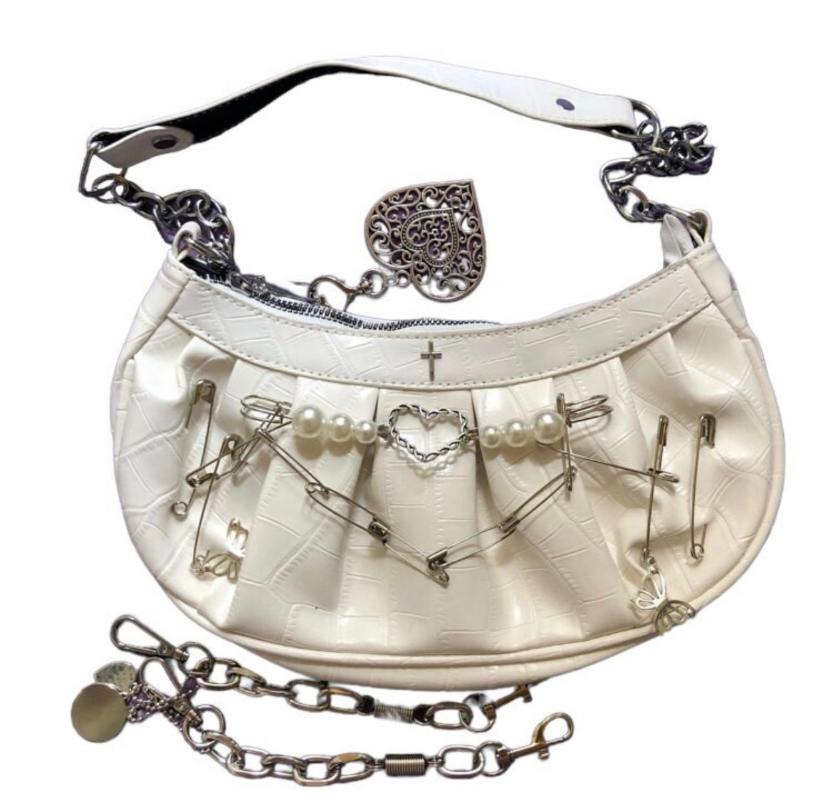 Faux Leather Gothic Punk Chain Shoulder Bag