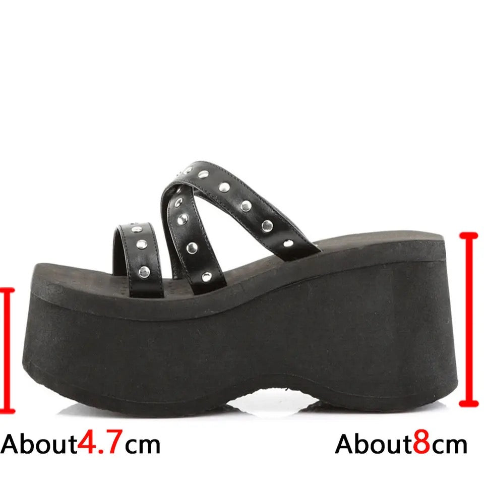 Black Platform Chunky Y2k Gothic Studded Sandals