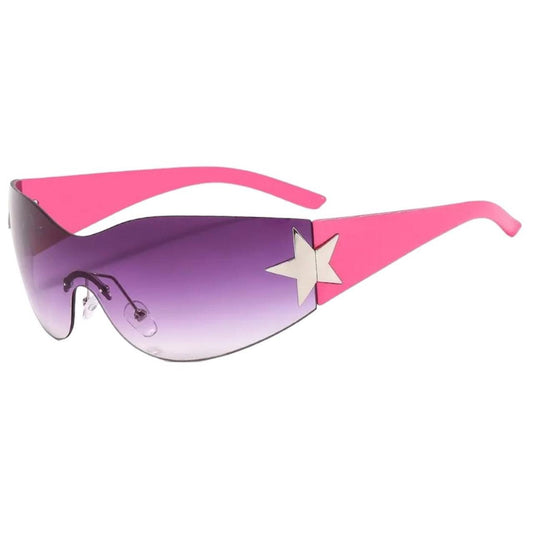 Pink Y2k Star Futuristic Sunglasses