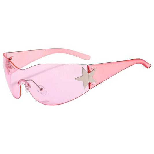 Pink Clear Lens Y2k Star Futuristic Sunglasses