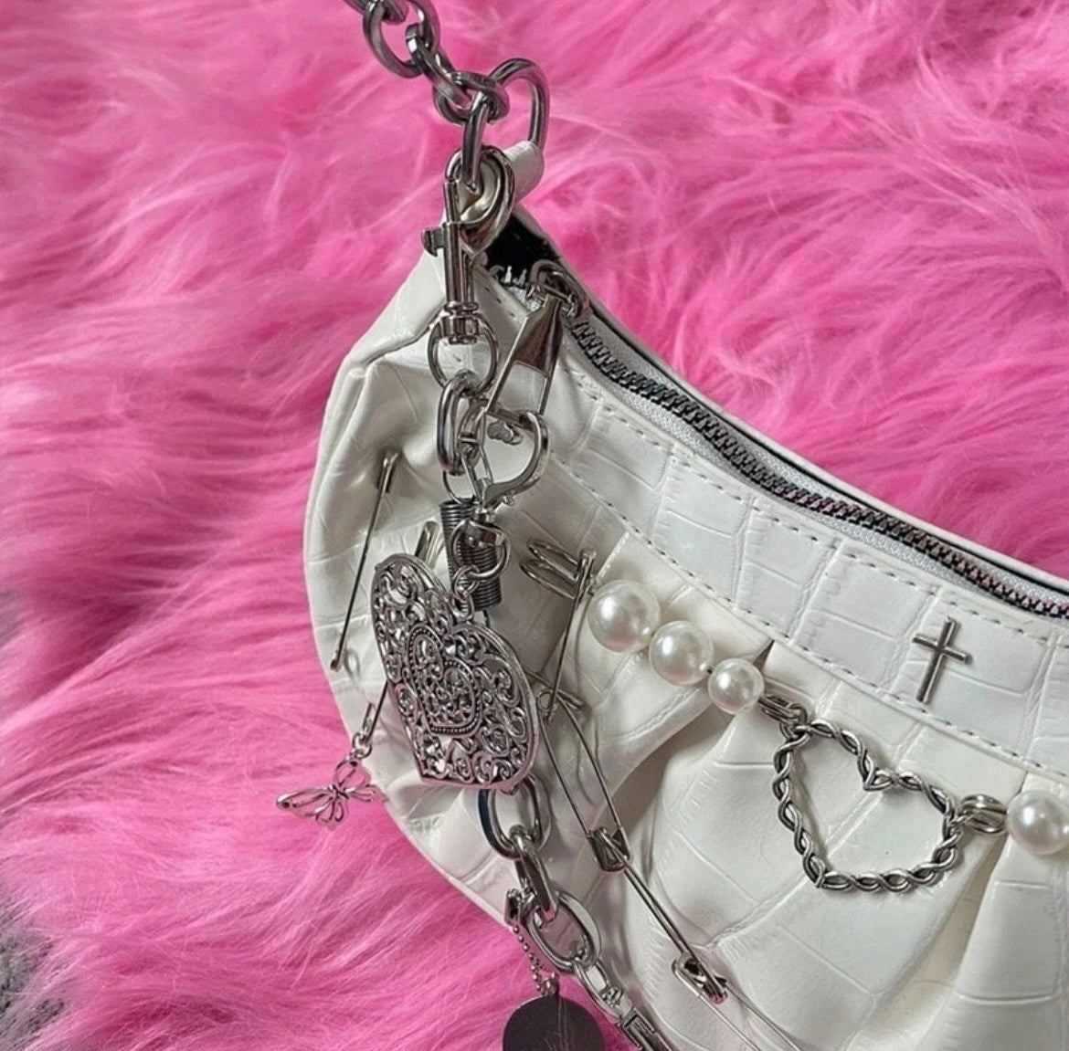 Faux Leather Gothic Punk Chain Shoulder Bag