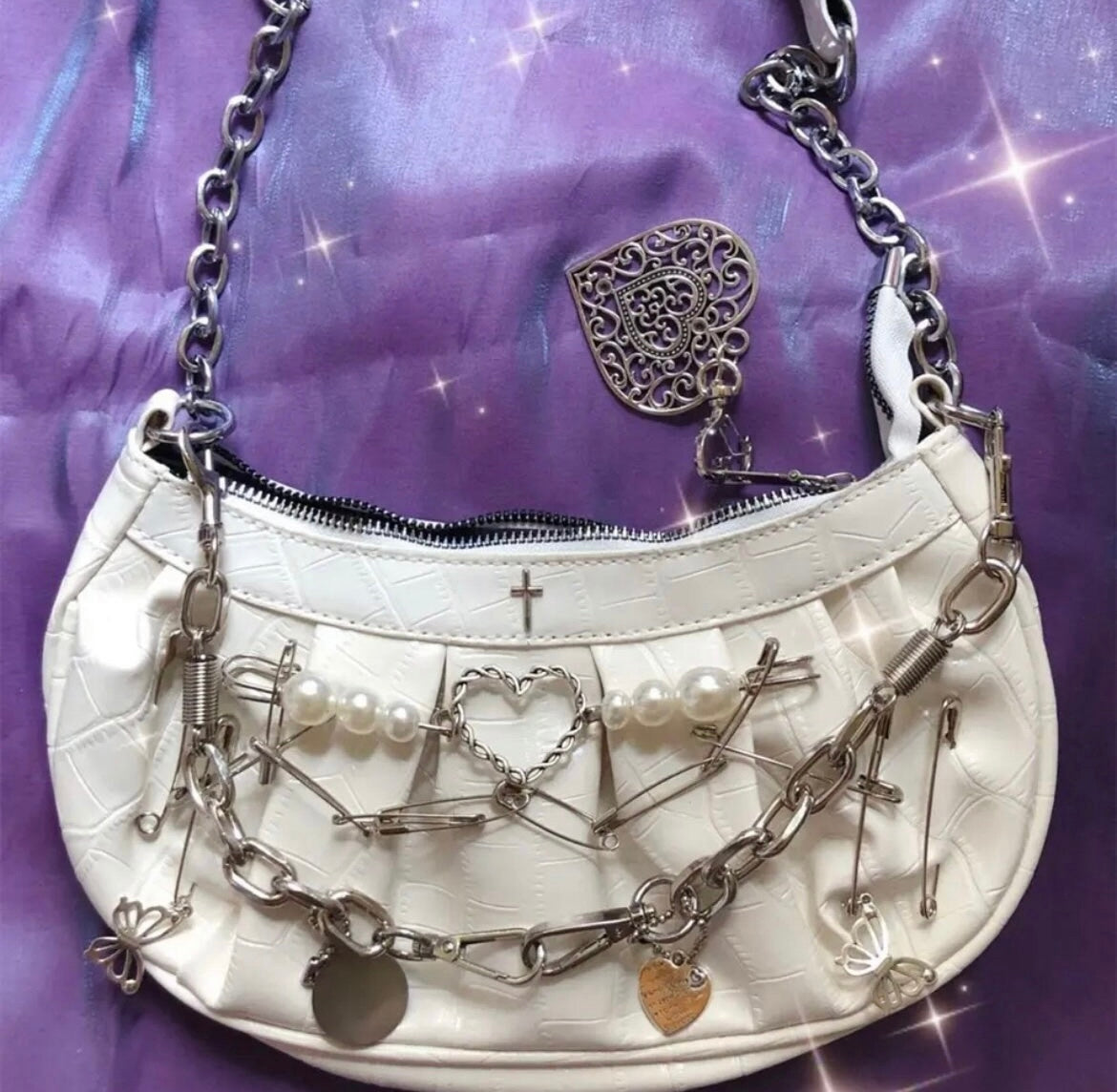 Faux Leather Gothic Punk Chain Shoulder Bag