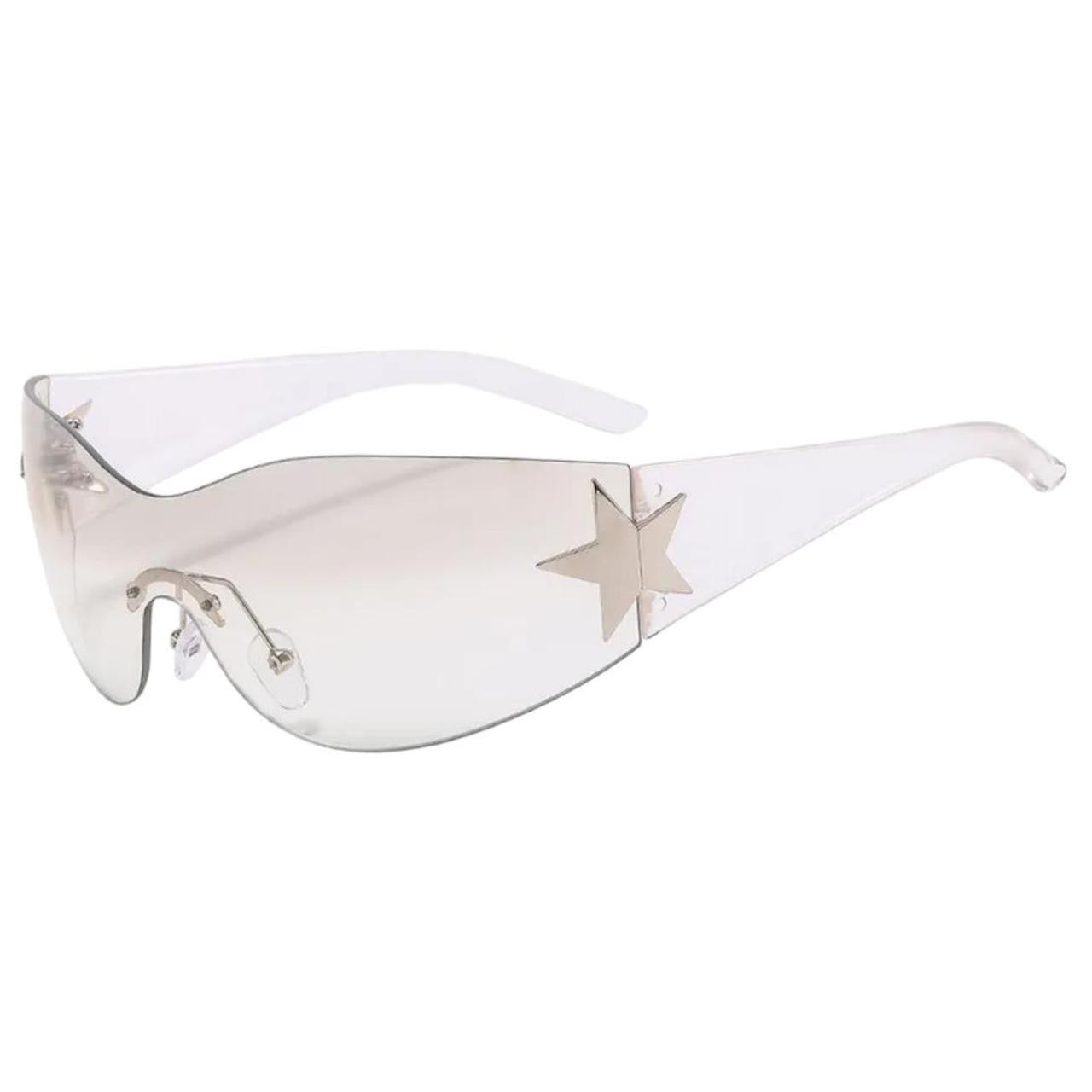 White Clear Lens Y2k Star Futuristic Sunglasses