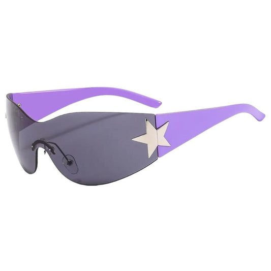 Purple Y2k Star Futuristic Sunglasses