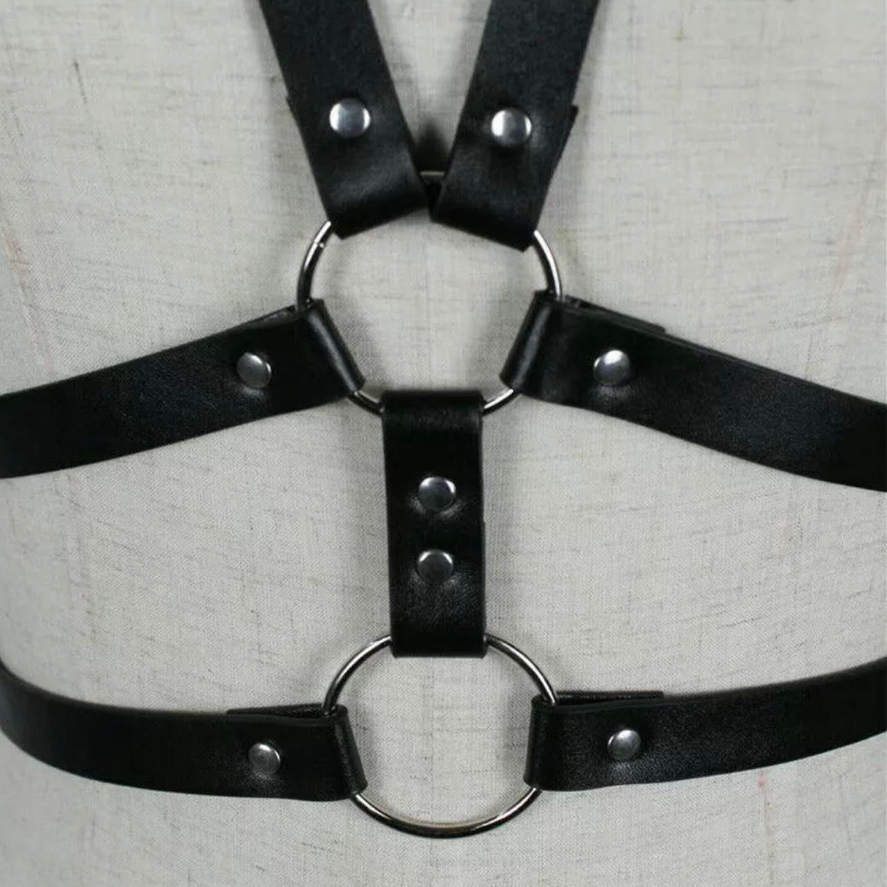 Black Faux Leather Techno Body Harness