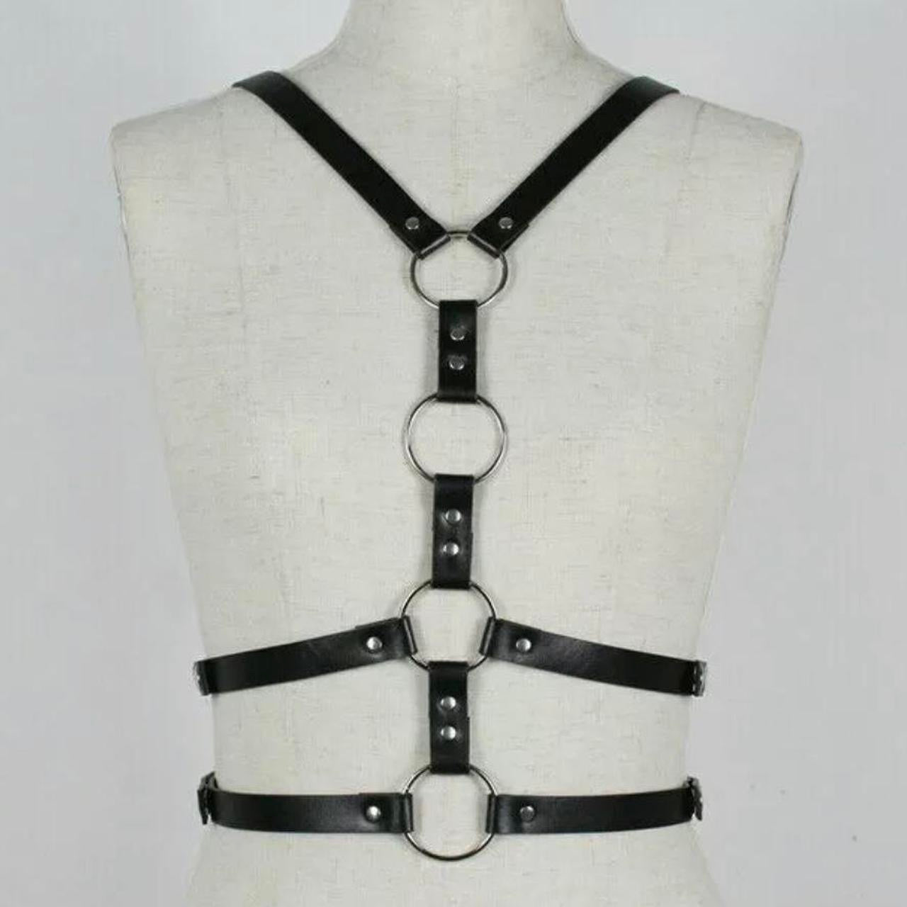 Black Faux Leather Techno Body Harness