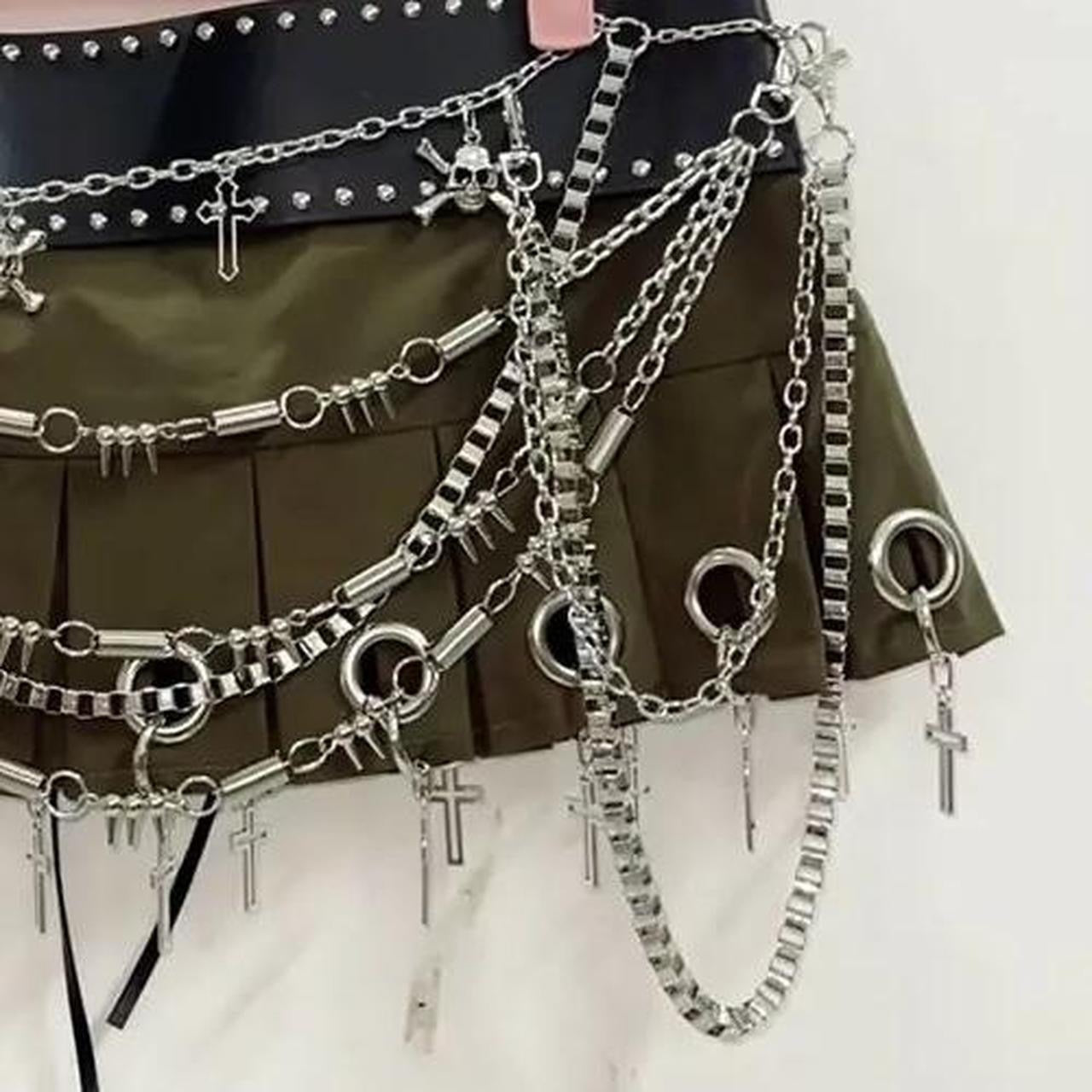 Green Punk Cargo Chain Mini Skirt