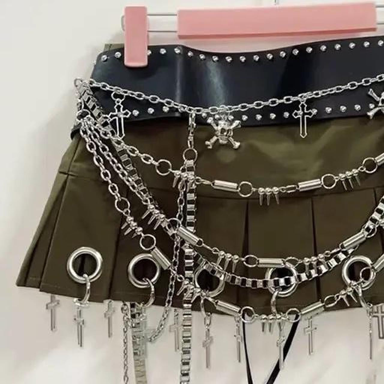 Green Punk Cargo Chain Mini Skirt