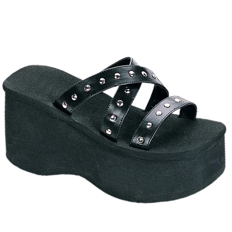 Black Platform Chunky Y2k Gothic Studded Sandals