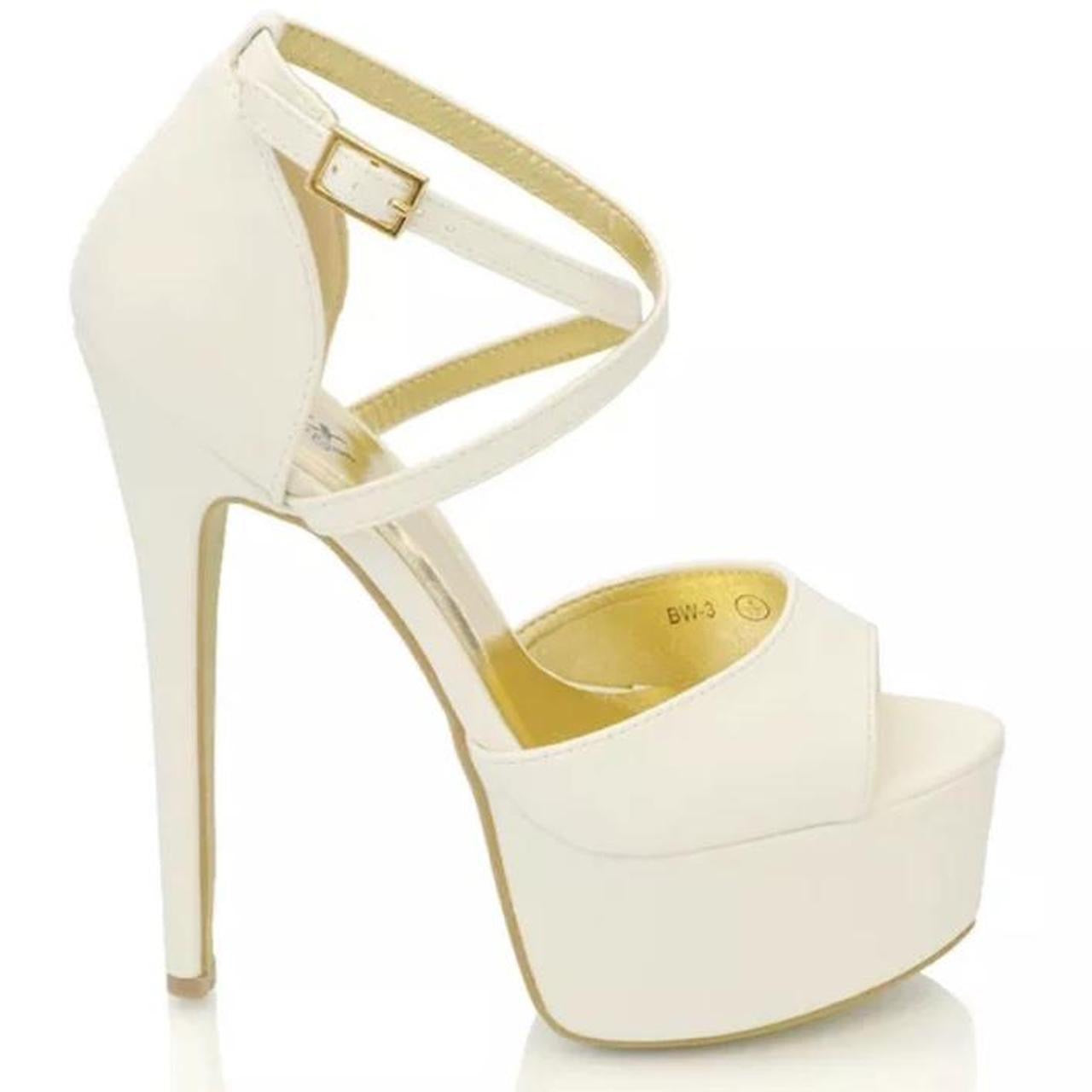 White Faux Leather Platform Stiletto Heels