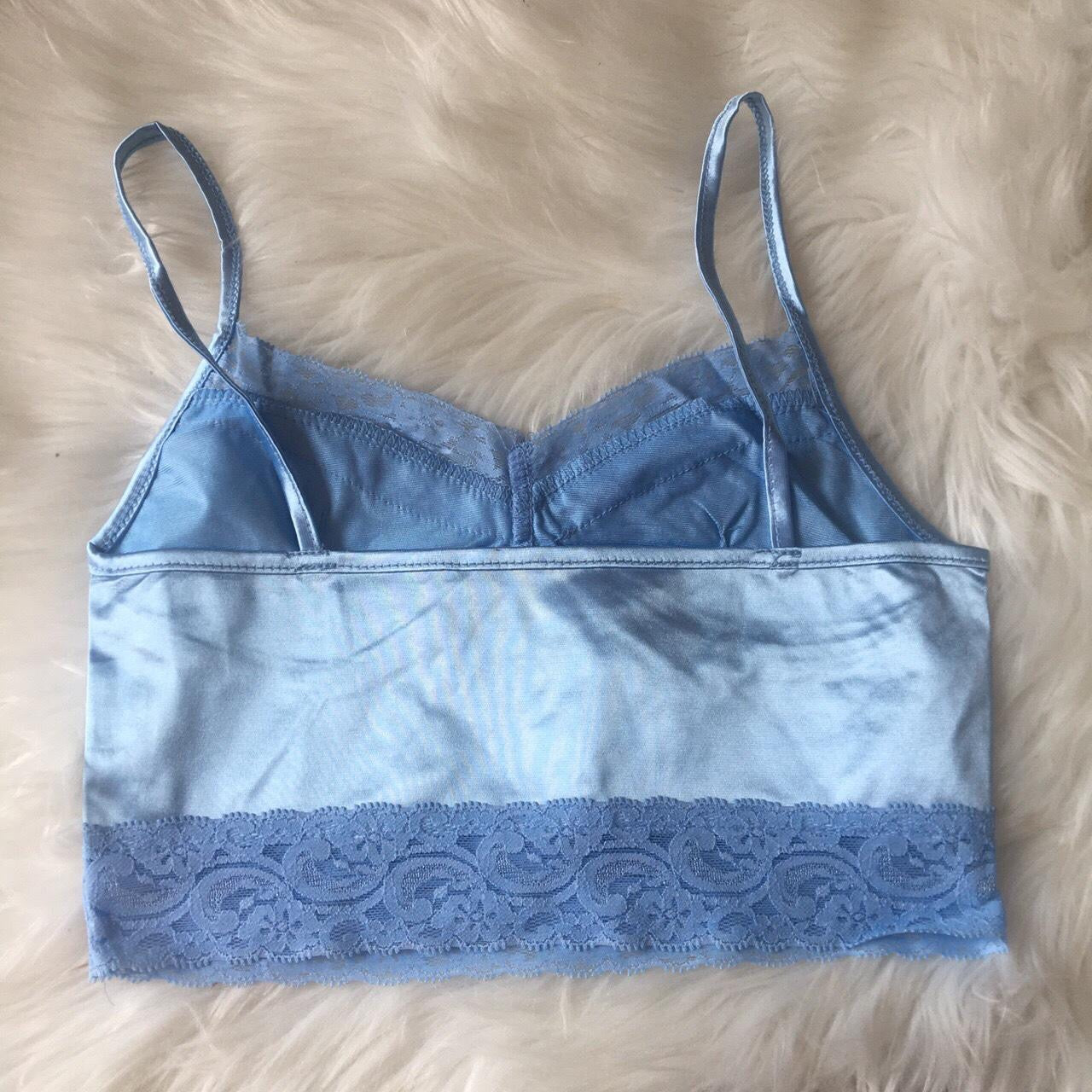 Blue Satin Lace Bralet Crop Top