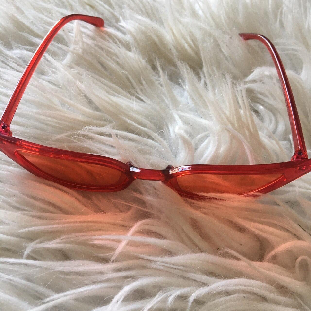 Red Cat Eye Frame Small Lens Sunglasses