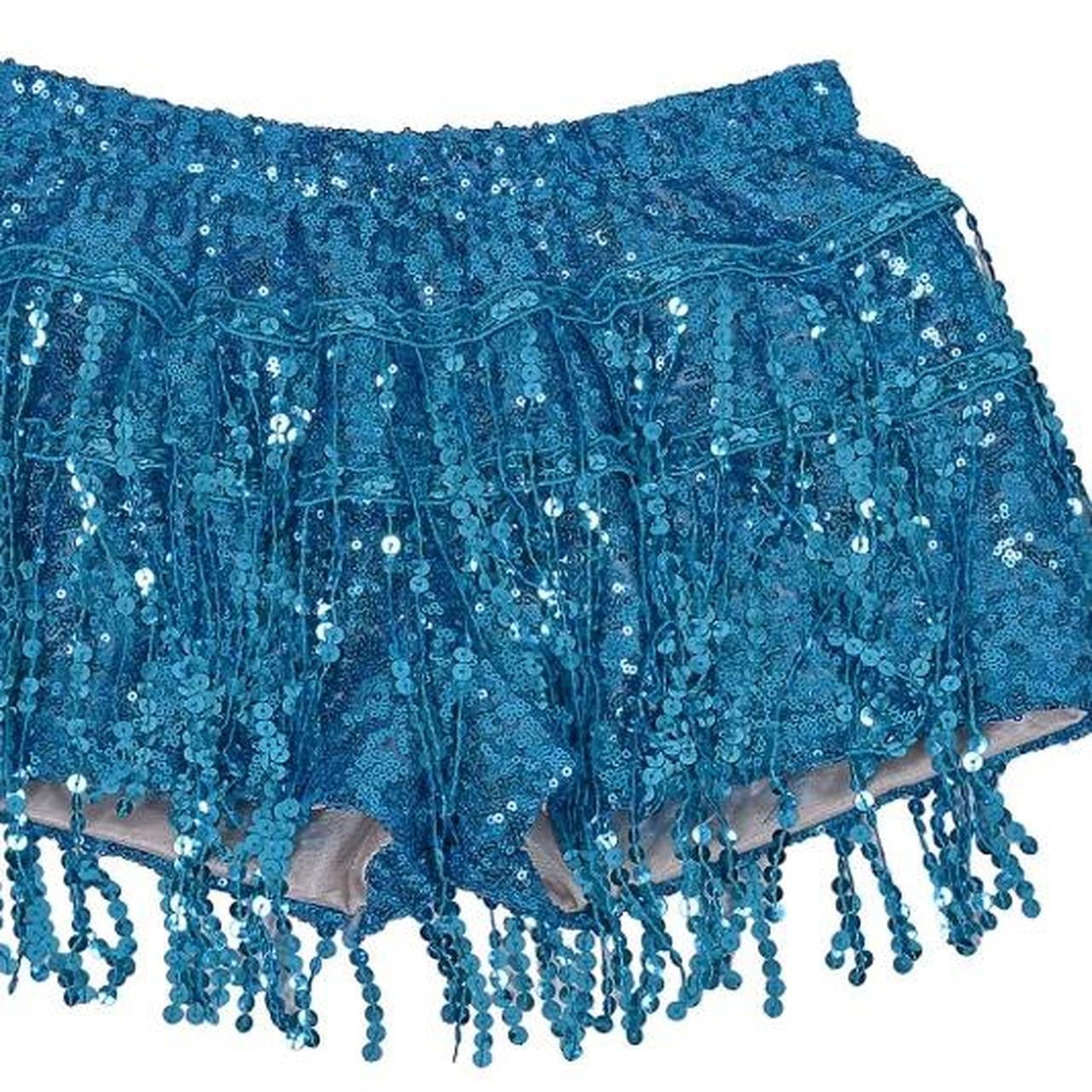 Blue Tassel Sequin Party Shorts