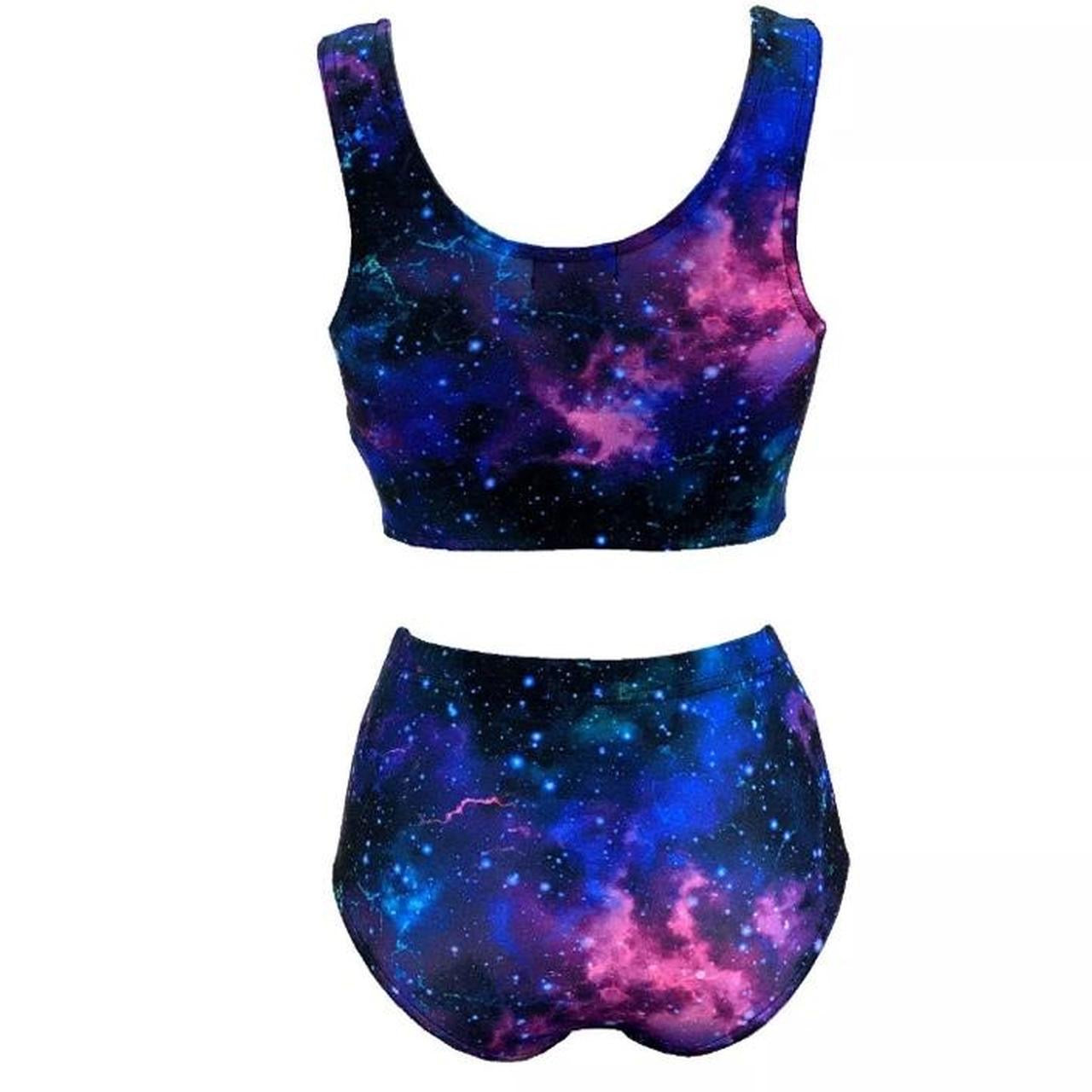 Galaxy Print Shorts Crop Top Co-Ord Festival Set