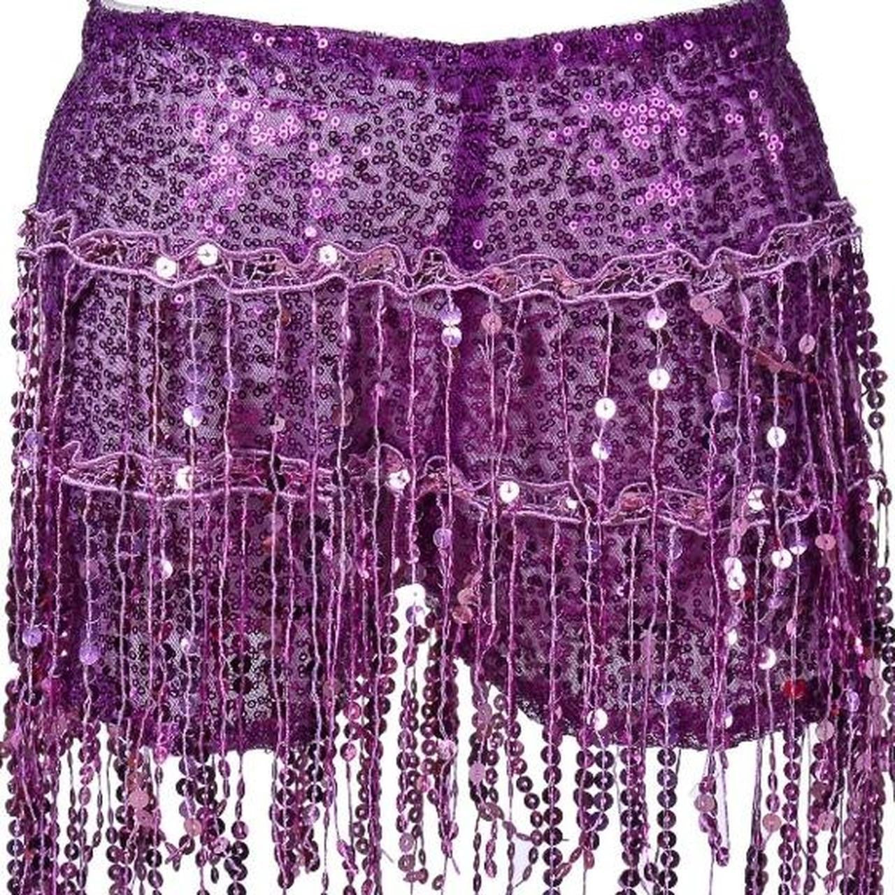 Purple Sequin Tassel Party Shorts