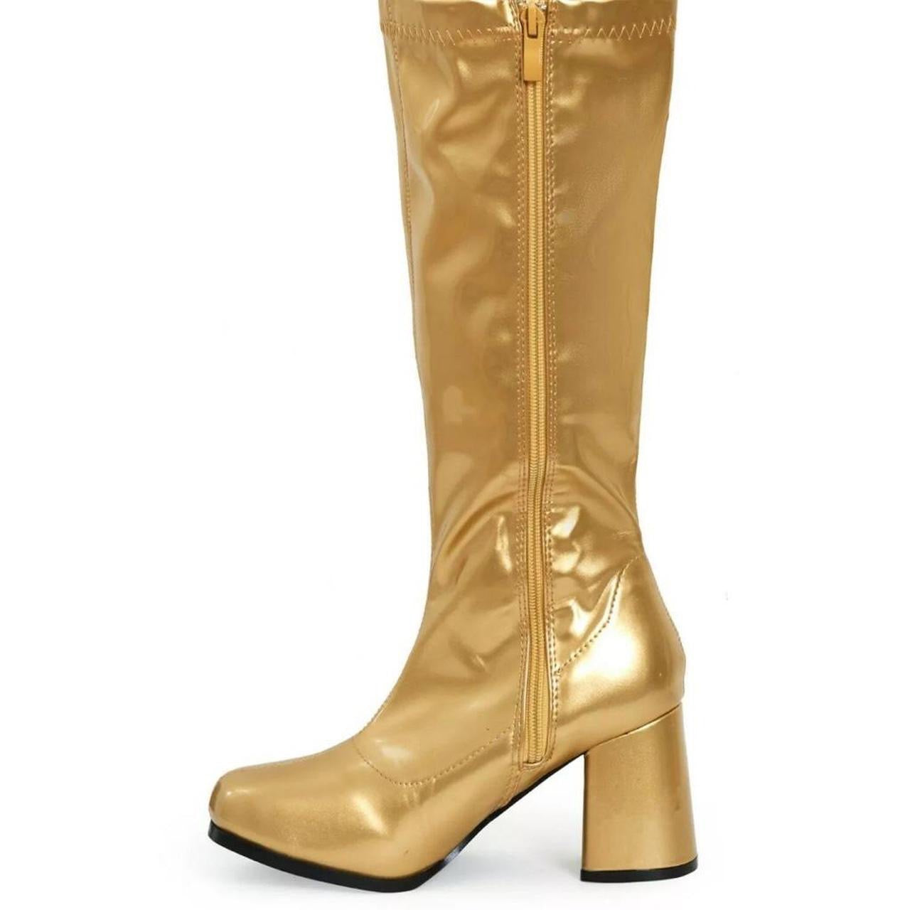 Gold Metallic Faux Leather Go Go Knee High Boots