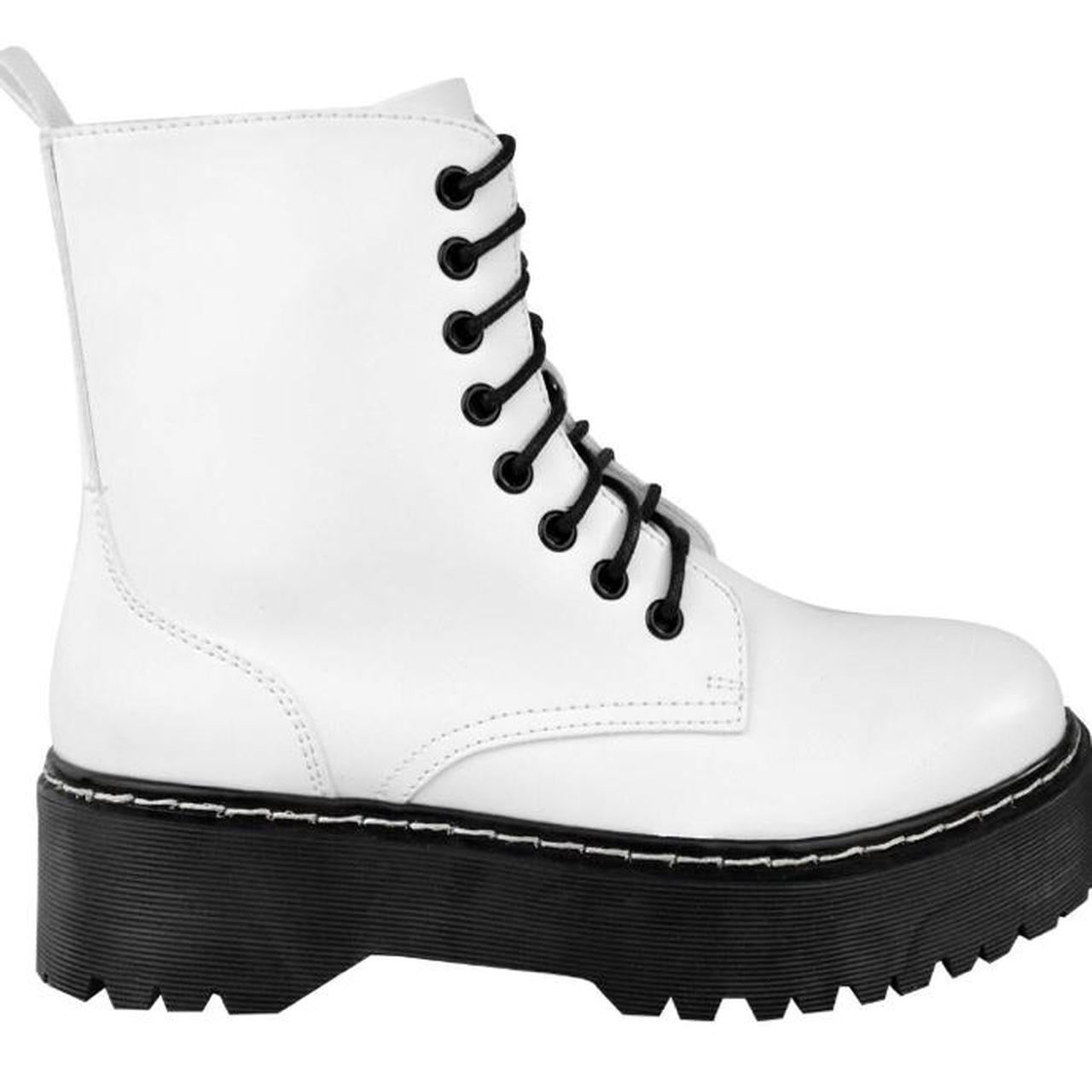 White Matte Faux Leather Chunky Ankle Boots