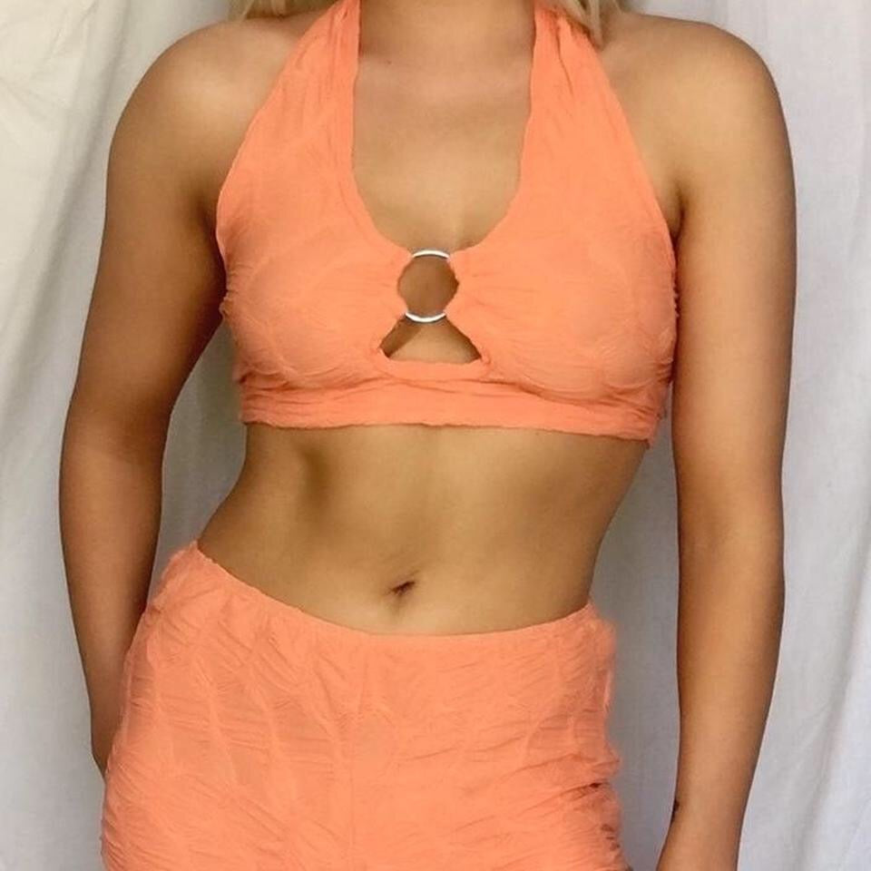 Orange O Ring 2 Piece Shorts Crop Top Set