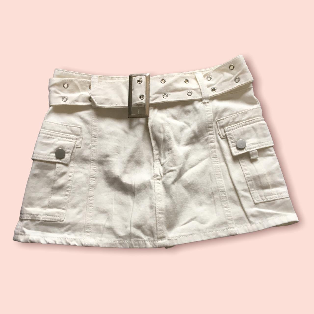 White Cargo Mini Skirt