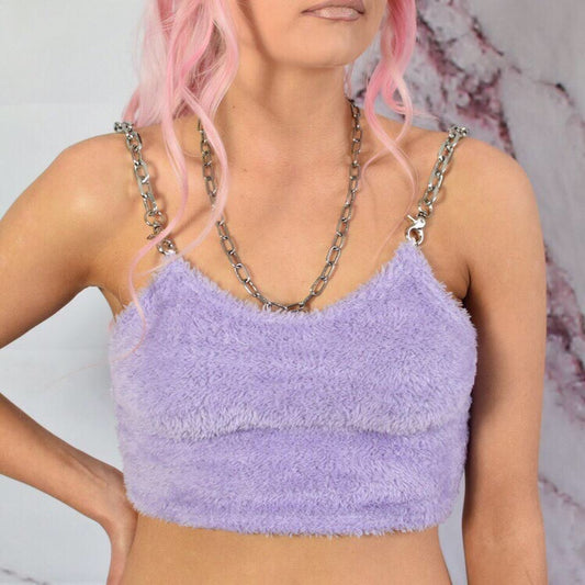 Purple Fluffy Chain Crop Top