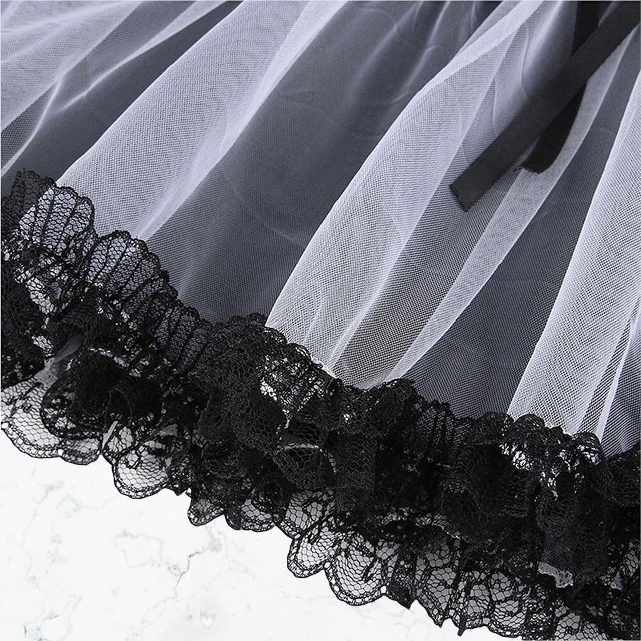 Black Lace Up Mesh Gothic Tutu Skater Skirt