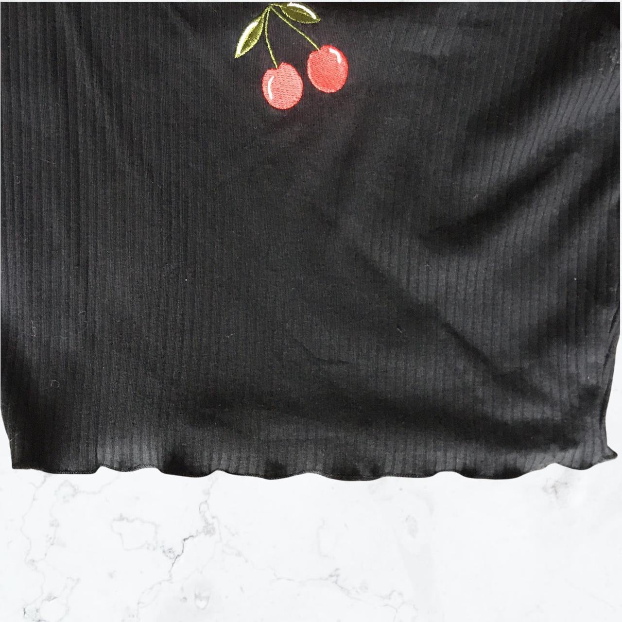 Black Cherry Embroidered Crop Top